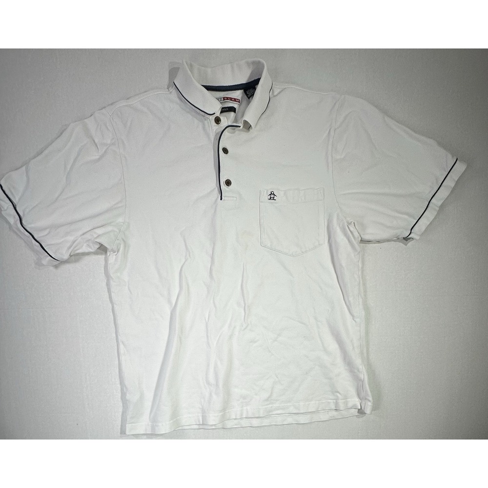 Grand Slam Men's Stretch Polo Shirt White Short Sleeve Golf Tennis Top Size M